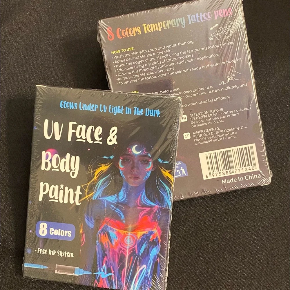 UV Face & Body Paint Neon Marker Set - 8 Fluorescent Colors | Go wild with color - Picture 8 of 9